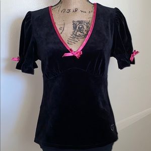 Betsey Johnson black velvet intimates shirt &panty